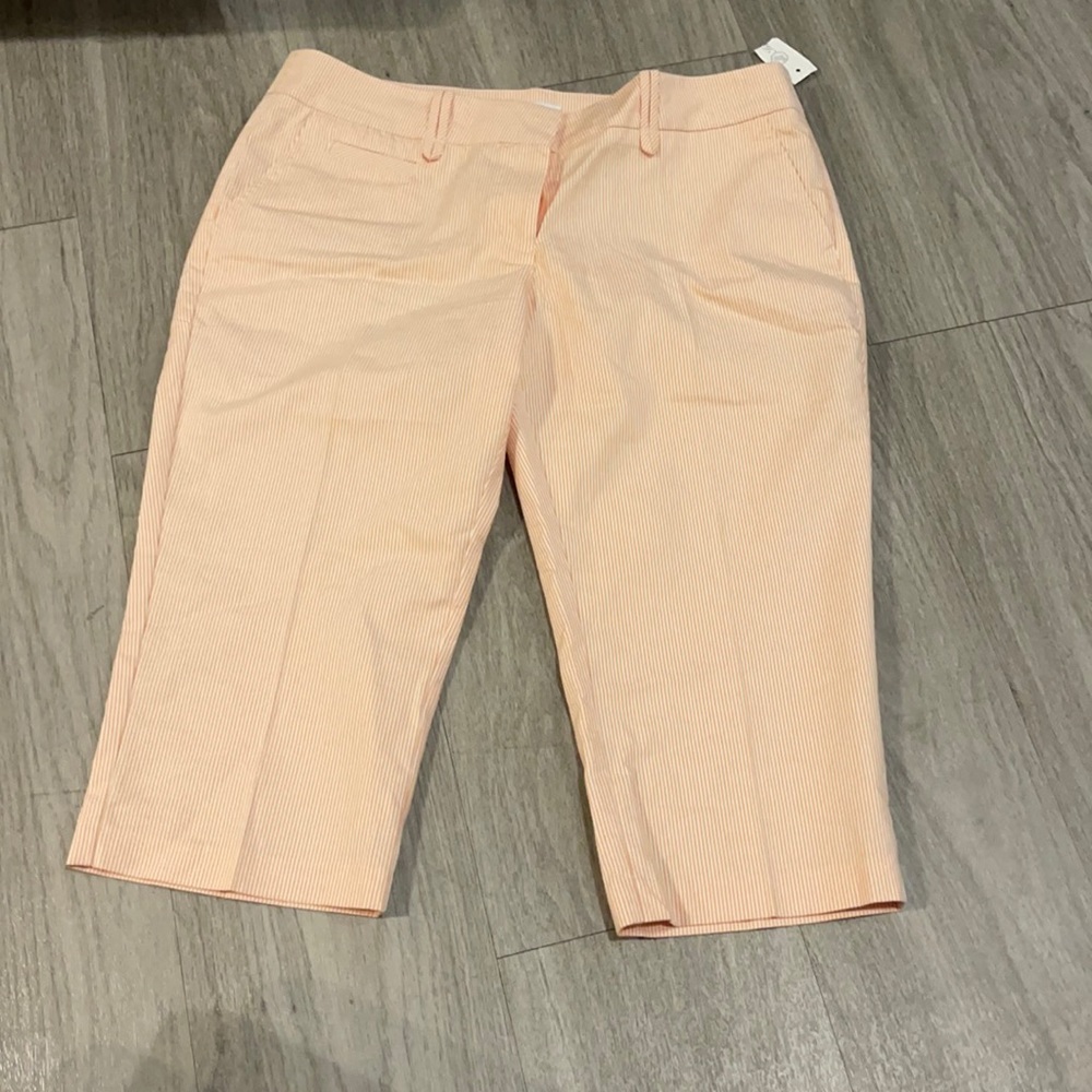 In Moda Long Length Orange and White Stripe shorts